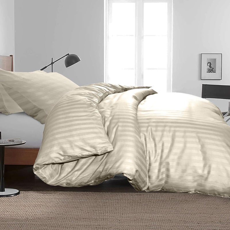 Siesta Zen مجموعة أغطية لحاف ستيتا زين من القطن 100% بجودة فندقية فاخرة - موكا/رمل، توأم/مفرد 160x210 سم - Image 4